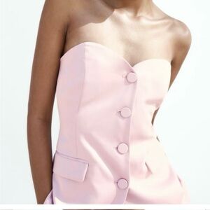 LINED BUTTON BUSTIER TOP in Blush